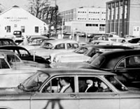 1963 photo of a campus parking lot
