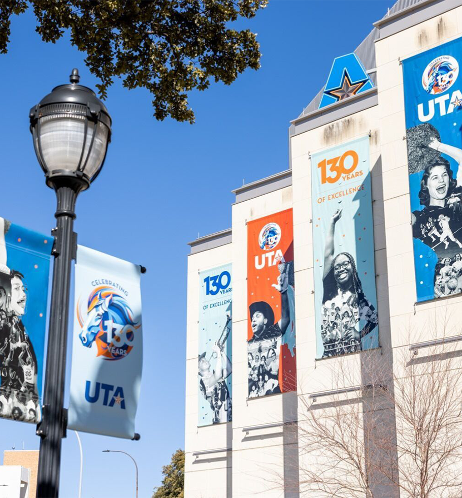 campus decorated in 130 banners