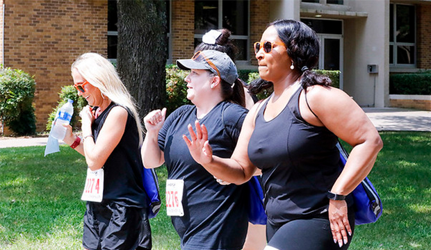 Blazing Race participants walking fast