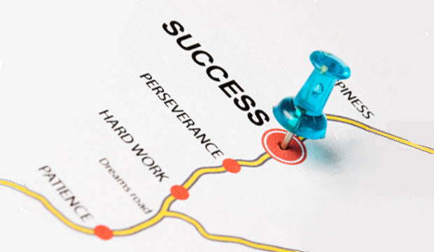 Career Roadmap showing a roadmap with a push pin at SUCCESS