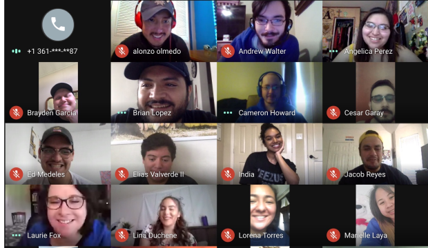 Zoom screen showing several students