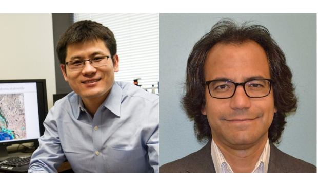 textAssociate Professor Xinbao Yu and Professor Laureano Hoyos, both of UTA’s Civil Engineering Department.