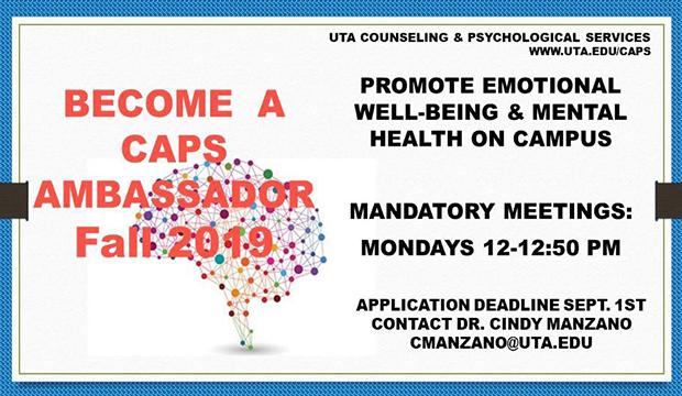 Apply to be an ambassaors for Counseling and Psychological Services.