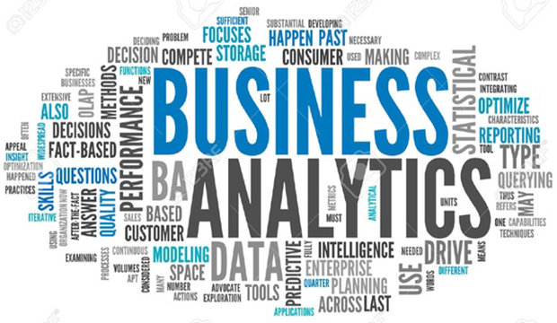 business analytics graphic with various business words