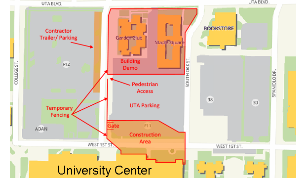 University Club road closure; apartment building demolition