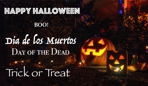 Happy Halloween. Dia de los Muertos/ Day of the Dead. Trick or Treat. Boo!