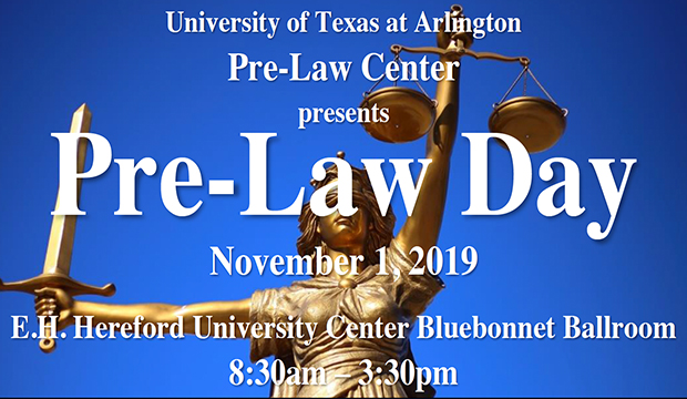 Pre-Law Day is 8:30 a.m.-3 p.m. Friday, Nov. 1, in the Bluebonnet Ballroom. Register by Wednesday, Oct. 23.