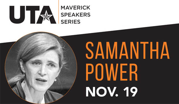 Samantha Power speaks at the Maverick Speakers Series on Nov. 19 at Texas Hall.
