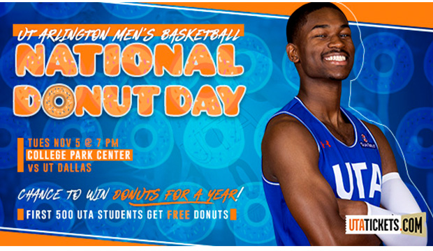 National Donut Day at men's basketball vs. UT Dallas game on Tuesday, Nov. 5