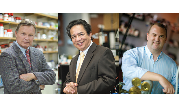 Daniel Armstrong, Robert A. Welch Distinguished Professor; Purnendu “Sandy” Dasgupta, the Hamish Small Chair in Ion Analysis; and Kevin Schug, Shimadzu Distinguished Professor of Analytical Chemistry