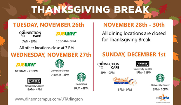 Thanksgiving dining hours on campus