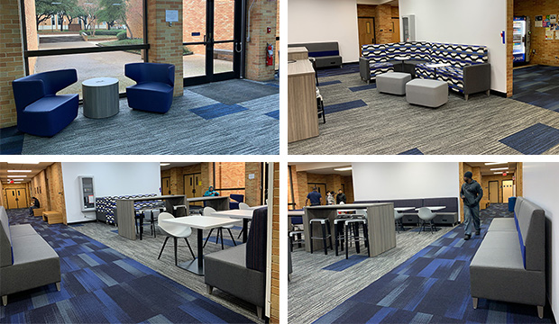 New furniture and carpet were added to the student lounge of the Life Science building.