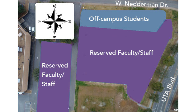 Parking lot 34 will change to smaller space for off-campus students and 181 total reserved faculty/staff parking.