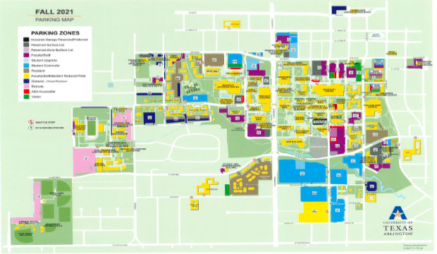 UT Parking map for fall 2021.