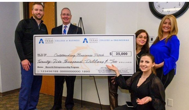 Tech Titan team winners with oversized for $25,000 from UTA College of Business and College of Engineering