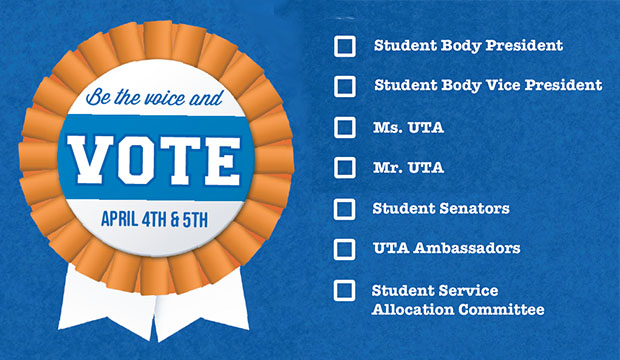 Be the voice and vote April 4 & 5 in campus elections.