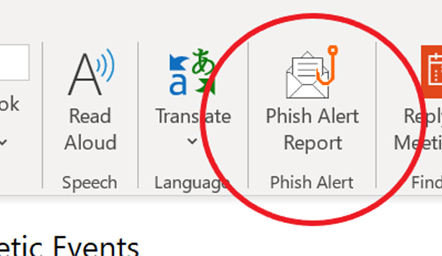 Phish Alert Report on Microsoft Outlook