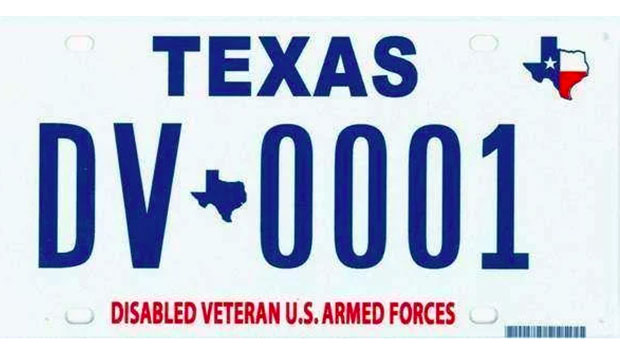 Texas Disabled Veteran license plate
