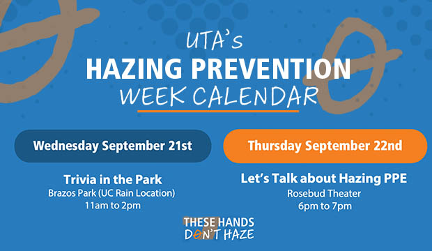 UTA's Hazing Prevention Week Calendar