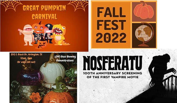 Collage of images of Halloween events at UTA.