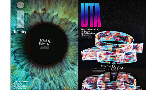 Covers of Inquiry magazine and UTA Magazine