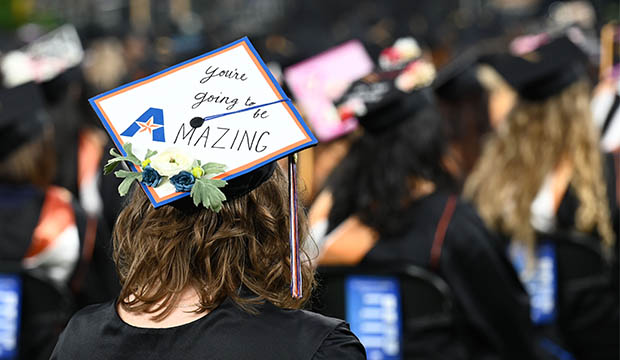 Mortarboard with "You're going to be Amazing!" using the UTA "A" logo.
