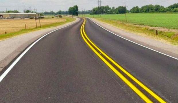 A two-lane road in the country.