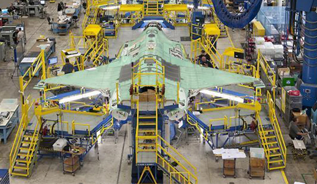 Aircraft in production line.