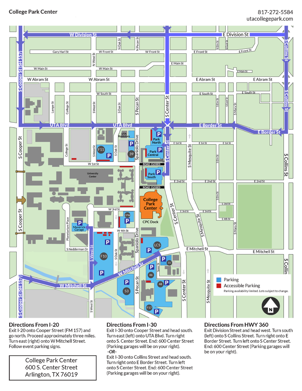 UTA commencement parking map picture