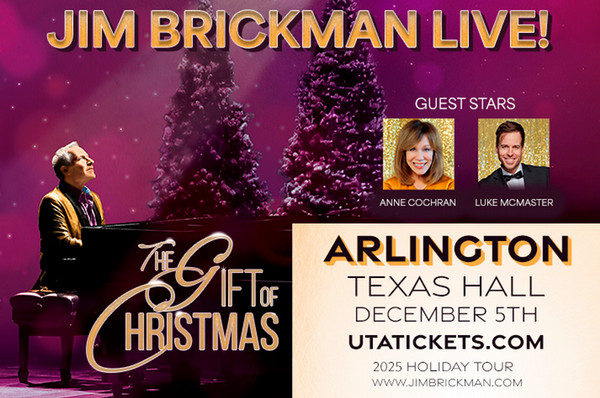 Jim Brickman Live. The Gift of Christmas. Arlington Texas Hall Get tickets at U T A Tickets dot com. 