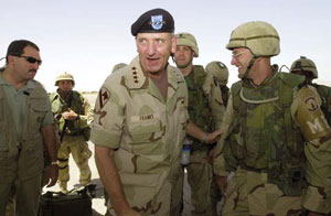 Gen. Tommy Franks and troops