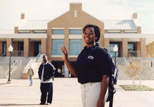 Tova Charles standing outside Arlington Hall