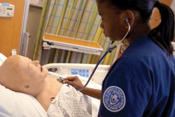 Student uses patient simulator