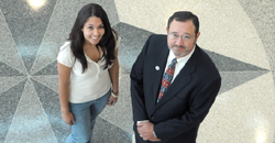 senior Julpa Dav&eacute; and professor John Stickels