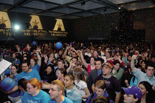 release of confetti into crowd