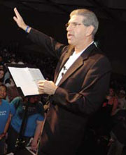 President Spaniolo addresses the crowd