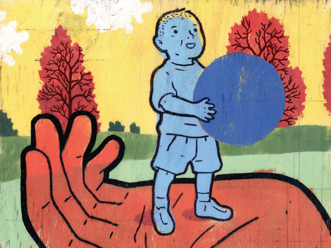 Kid playing illustration