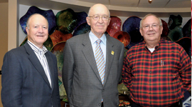 Berry Grubbs (‘63 BS), left, President Emeritus Wendell Nedderman and Jim Thompson (‘67 BS)