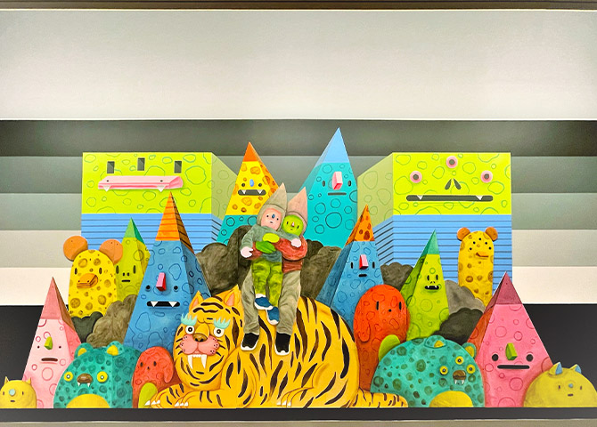 Carlos Donjuan’s mural, “The Lost Boys,” adorns Facebook offices in Fremont, California.