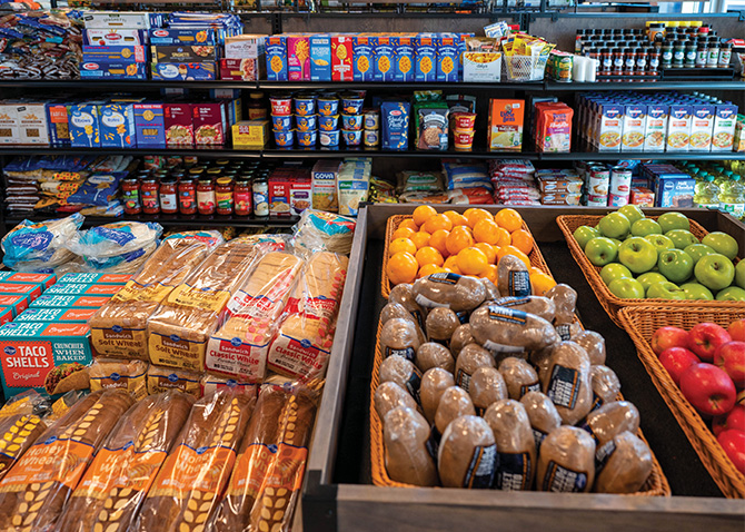 Photo of shelves of food